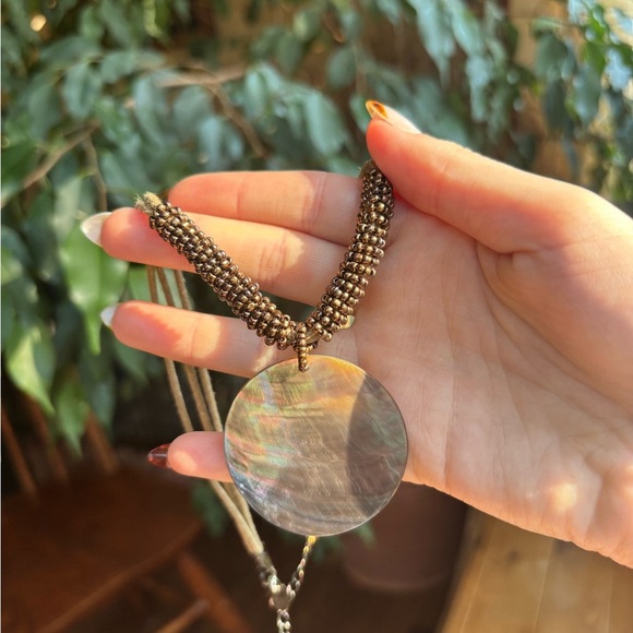 Lia Sophia Beaded Shell Pendant Necklace - Picture 2 of 6